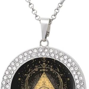 Illuminati Eyes Pyramid Pendant Necklace Gold Silver Charm Necklcaces Trendy Diamond Jewelry