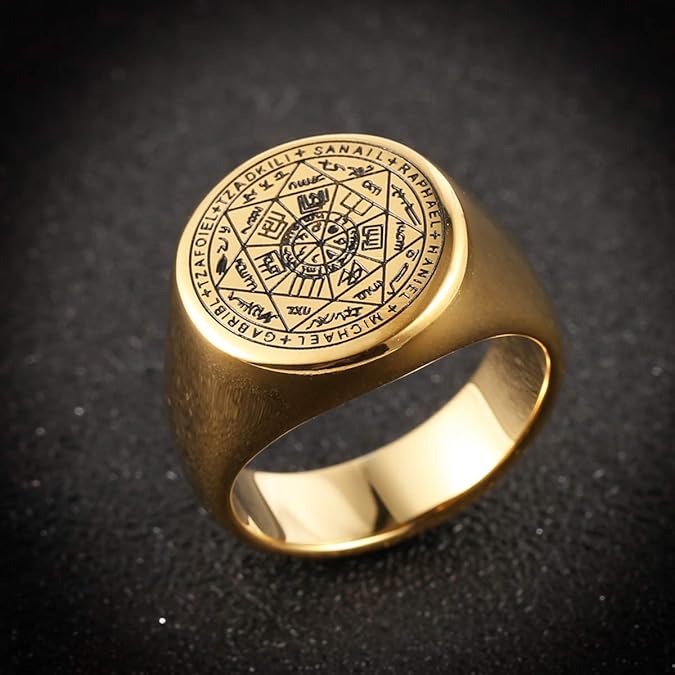 Seal of The Seven Archangels Ring Silver Gold Stainless Steel Bnads - Image 4