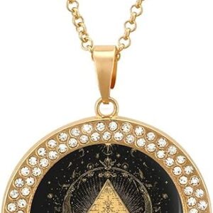 Illuminati Eyes Pyramid Pendant Necklace Gold Silver Charm Necklcaces Trendy Diamond Jewelry For Love Attraction.