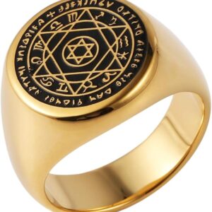 Talisman Seal Solomon Six-Pointed Star 12 Constellation Rings Stainless Steel Bnad for Men Women