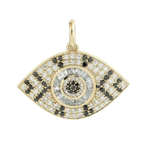 Illuminati 14K Yellow Gold Diamond Evil Eye Pendant Jewelry for LOVE ATTRACTION Gift For Women