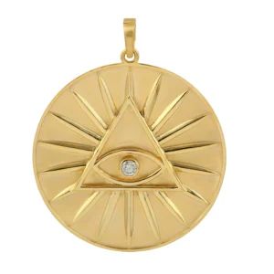 14k Yellow Gold illuminati Pendant Diamond Jewelry For Powers , Protection and Long Life