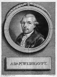 Bavarian Illuminati members concept showing historical thinkers and secret society symbolism