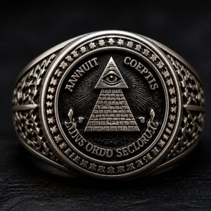 great seal ring for protection and wealth symbolic design with all seeing eye and pyramid